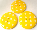 B3186 34mm Yellow Glossy Polka Dot 2 Hole Button - Ribbonmoon