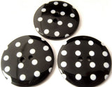 B3188 34mm Black Glossy Polka Dot 2 Hole Button - Ribbonmoon