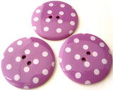 B3194 34mm Pale Purple Glossy Polka Dot 2 Hole Button - Ribbonmoon