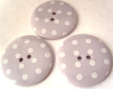 B3195 34mm Pale Grey Orchid Glossy Polka Dot 2 Hole Button - Ribbonmoon