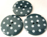 B3205 34mm Deep Slate Grey Glossy Polka Dot 2 Hole Button - Ribbonmoon