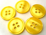 B7874 15mm Yellow Shadow Stripe Pearlised Polyester 4 Hole Button