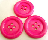 B4496 51mm Shocking Pink Glossy 4 Hole "Clown" Button - Ribbonmoon