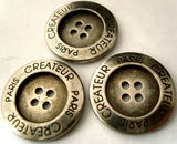 B4606 23mm Gun Metal Heavy 4 Hole Button with a Lettered Rim - Ribbonmoon