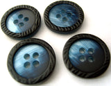 B4607 18mm Navy and Pealised Blue Shell Effect 4 Hole Button - Ribbonmoon