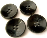 B4647 20mm Black and Subtle Grey Chunky High Gloss 4 Hole Button - Ribbonmoon