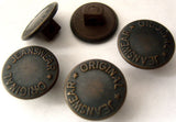 B7873 17mm Burnt Copper Metal Jeans Type Button on a Plastic Shank