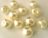 B8140 9mm Bridal White Glass Pearl Ball Button, In Hole Built - Ribbonmoon