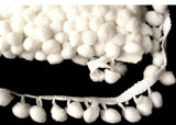FT3010 23mm White Pom Pom Bobble Fringe - Ribbonmoon