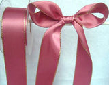 R0029 38mm Dusky Pink Double Faced Satin Ribbon, Metallic Gold Edge - Ribbonmoon