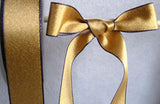 R0159 25mm Honey Satin and Metallic Gold Shot Ribbon, Navy Borders - Ribbonmoon