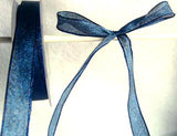 R0346 16mm Royal Navy Translucent etallic Sheer Ribbon - Ribbonmoon