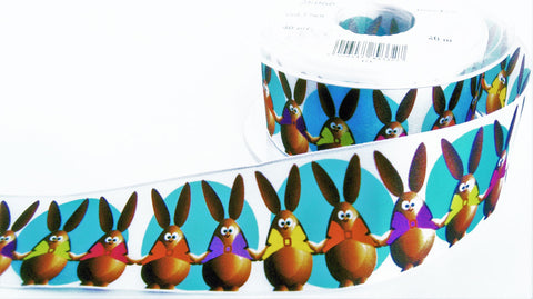 R0376 40mm Easter Bunny Printed Taffeta Ribbon by Berisfords