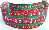 R0526 35mm 100% Cotton Christmas Ribbon, Musical Mouse Design - Ribbonmoon