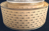 R0716 41mm Cream Ribbon with Metallic Gold Woven Design and Borders - Ribbonmoon