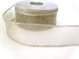 R1247 37mm Metallic Silver Mesh Ribbon, Wire Edged