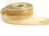 R1552 23mm Cream Beige Feather Sheer Ribbon. Wire Edge, Berisfords