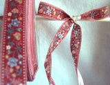 R1610 15mm Burgundy Flowery Ribbon, 100% Cotton - Ribbonmoon