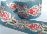 R1639 65mm Vintage Paisley Design Flowery Ribbon, 100% Cotton