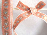 R1676 20mm Apricot Flowery Ribbon, 100% Cotton - Ribbonmoon