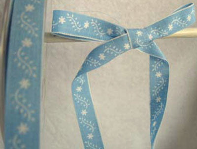 R1682 11mm Blue Flowery Ribbon, 100% Cotton - Ribbonmoon