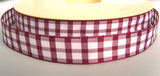 R2233 16mm Burgundy and White Gingham Ribbon - Ribbonmoon