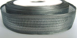 R2465 27mm Smoked Grey Woven Sheer Ribbon. Wire Edge - Ribbonmoon