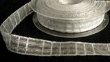 R2713 16mm Clear Sheer and Metallic Silver Check Ribbon - Ribbonmoon