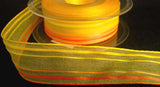R3410 25mm Yellows and Oranges Striped Sheer Ribbon - Ribbonmoon
