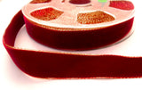 R3814 24mm Crimson Nylon Velvet Ribbon with Metallic Gold Borders - Ribbonmoon