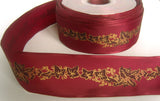 R3963 40mm Burgundy, Marron and Gold Printed Taffeta Ribbon, Wired - Ribbonmoon