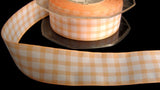 R3980 26mm Peach and White Gingham Ribbon - Ribbonmoon