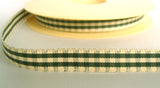 R4112 13mm Forest Green and Natural Cream Rustic Gingham Ribbon - Ribbonmoon