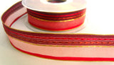 R4287 27mm Sheer and Gimp stitch Stripes with Metallic Borders - Ribbonmoon
