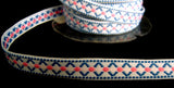 R4443 13mm White Blue and Pink Woven Jacquard Braid