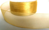 R4693 35mm Metallic Gold Sheer Ribbon - Ribbonmoon