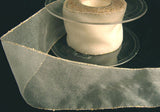 R5517 43mm Ivory Sheer Ribbon with Metallic Gold Tinsel Borders - Ribbonmoon