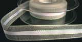 R5519 17mm White,Silver and Iridescent Sheer and Solid Stripe Ribbon - Ribbonmoon