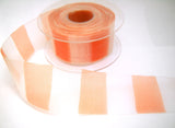 R5698 40mm Natural and Rust Orange Banded Sheer Ribbon
