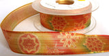 R5722 25mm Metallic Snowflake Design Ribbon with Wired Borders by Berisfords - Ribbonmoon