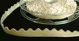 R5942 12mm Eggshell Beige Scallop Edge Nylon Velvet Ribbon by Berisfords - Ribbonmoon