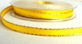 R6091 7mm Yellow Double Faced Satin Ribbon, Metallic Gold Edge - Ribbonmoon
