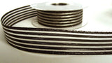 R6141 25mm Metallic Black and Silver Mesh Striped Ribbon By Berisfords - Ribbonmoon