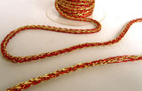 R6367 7mm ScarletBerry and Gold Metallic Platted Mesh Rope Cord - Ribbonmoon