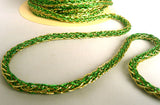 R6374 7mm Metallic Green and Gold Platted Mesh Rope Cord by Berisfords - Ribbonmoon