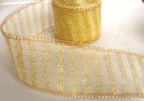 R6418 65mm Gold and Copper Striped Metallic and Nylon Mesh Ribbon - Ribbonmoon