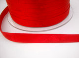 R6970 10mm Red Satin Ribbon with a Subtle Jacquard Rose Tonal Design