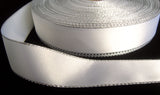 R7699 36mm White Double Faced Satin Ribbon, Metallic Silver Edge - Ribbonmoon