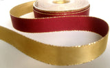 R7726 25mm Burgundy and Honey Gold Reversible Metallic Edge Ribbon - Ribbonmoon