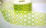 R7883 42mm Green, Yellow and White Sheer Ribbon, Spotty Design - Ribbonmoon